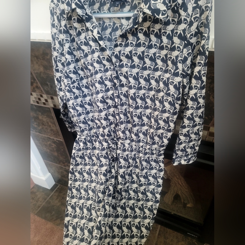 GAP Navy and Cream Patterned Dress